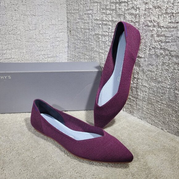 Rothy's The Merino Aubergine Purple Pointed Flat Shoes Women's Multiple Sizes - Picture 12 of 12